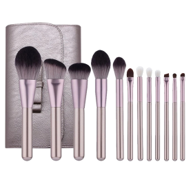 12Pcs Makeup Brushes Face Lip Eyebrows powder brush+Professional makeup Bag