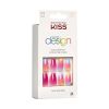 KISS Salon Design Short Coffin Glue-On Nails, Glossy Light Multicolored, 'The Motto', 24 Ct.