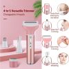 Electric Razor for Women, 4-in-1 Women's Body Hair Removal, Pubic Shaver Bikini Trimmer for Eyebrow Face Body Underarm, Portable Ladies Shaver USB Rec