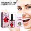 Tooth Gems Kit Shining DIY Teeth Gems Flat Bottom Round Gemstone Style DIY Tooth Jewelry Kit Removable Tooth Ornaments Artificial Fashionable Crystal