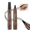 Simulated native eyebrow lasting four-fork liquid water eyebrow pencil four-head three-dimensional color rendering waterproof and sweat-proof eyebrow