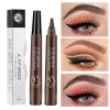 Simulated native eyebrow lasting four-fork liquid water eyebrow pencil four-head three-dimensional color rendering waterproof and sweat-proof eyebrow